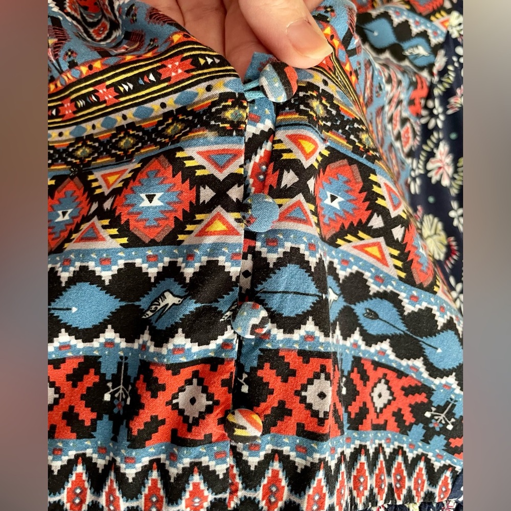 Umgee Boho Babydoll Patterned Festival Dress L - Picture 6 of 7